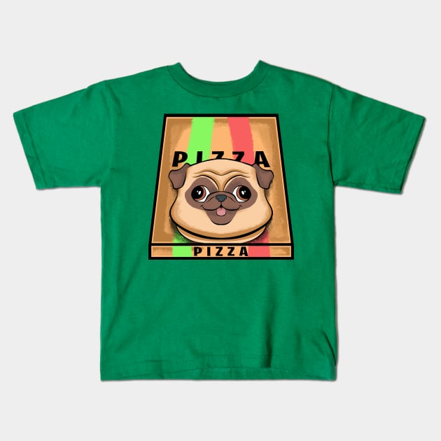 funny pug pizza humor dogs lovers pizza love Kids T-Shirt by the house of parodies